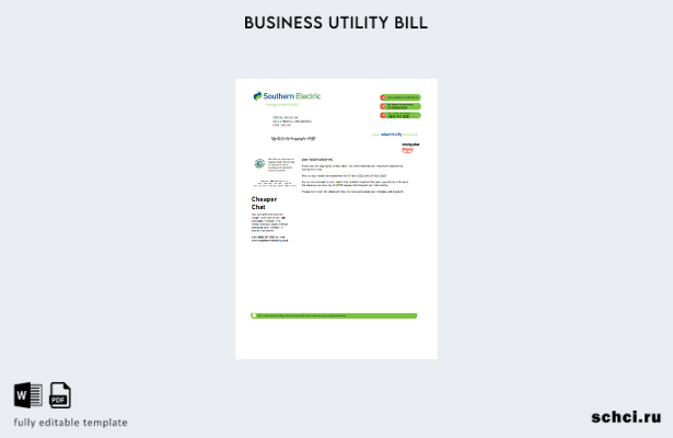 цифровая загрузка шаблона счета за коммунальные услуги компании Southern Electri